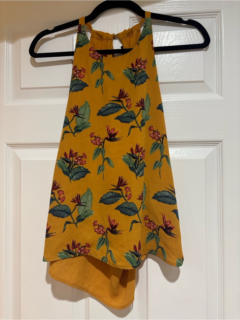 Forever 21 Mustard Yellow Floral Halter Tank Top